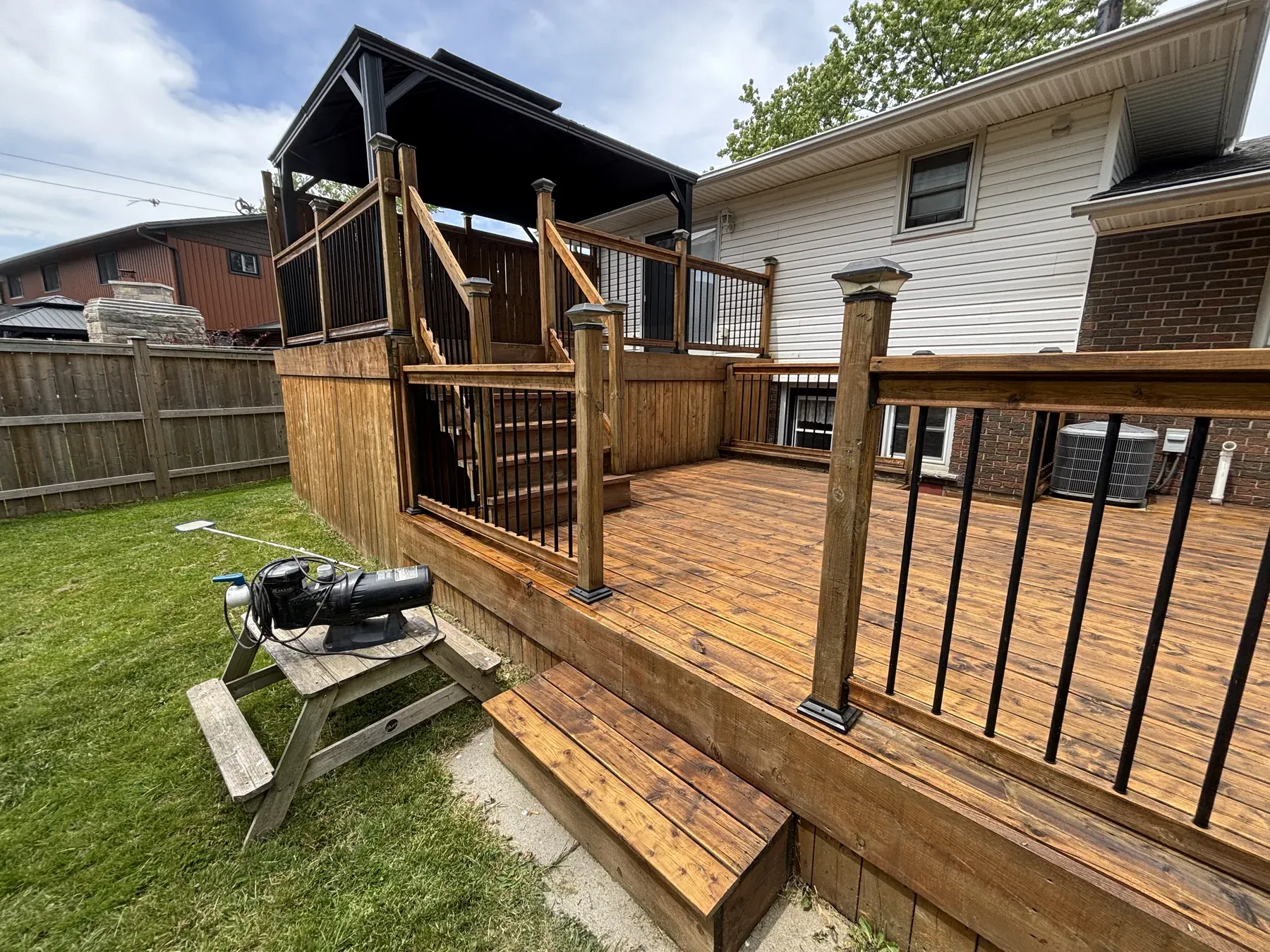 Fort Erie deck — under the hardtop gazebo