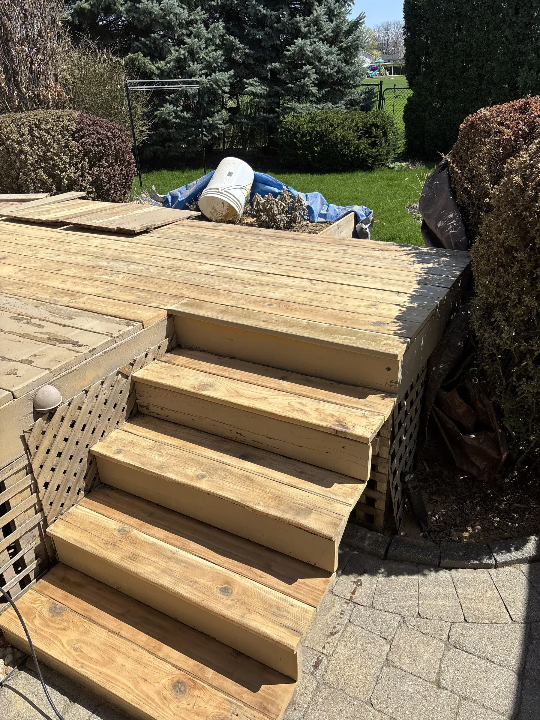 St. Catharines deck — staining in progress